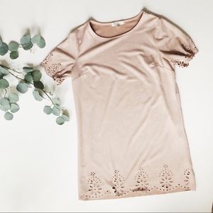 🍍Love Fire faux suede light pink/nude top
